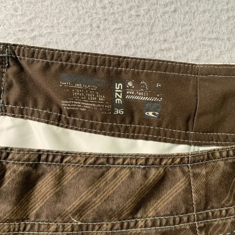 vintage O'Neill men's abstract graphic board short  Brown stripe Sz 36 Y2K 00s